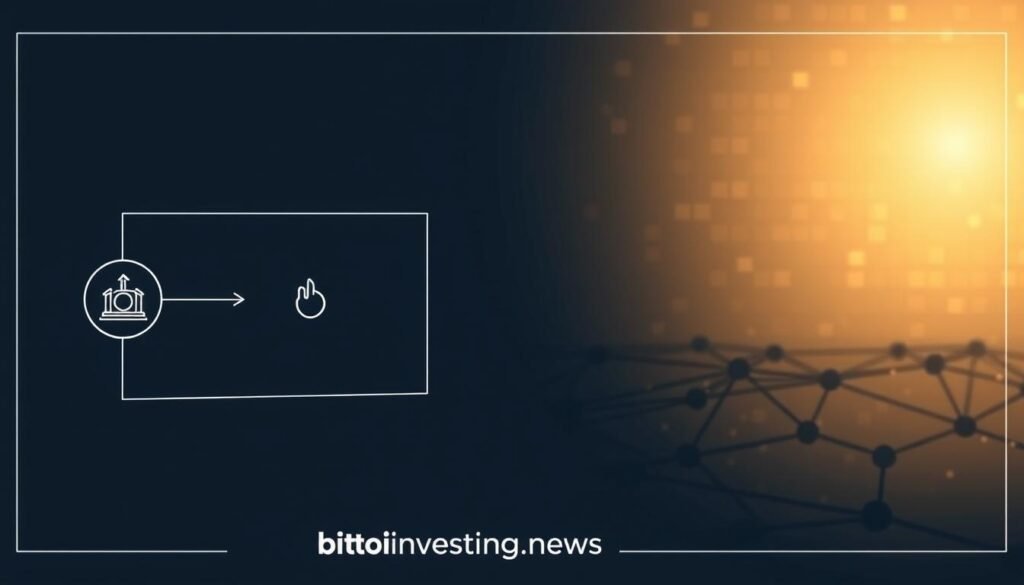 A sleek, technical illustration of the BIP activation process, rendered in a clean, minimalist style. In the foreground, a schematic diagram depicting the key stages of the process, with clean lines and intuitive iconography. In the middle ground, a shadowy network of interconnected nodes, representing the decentralized Bitcoin ecosystem. In the background, a subtle, pixelated pattern suggestive of the underlying blockchain technology, bathed in a soft, ambient glow. The overall impression is one of precision, efficiency, and the seamless integration of human-driven innovation with the underlying technological framework. Branded discreetly with "bitcoininvesting.news" in the lower corner.